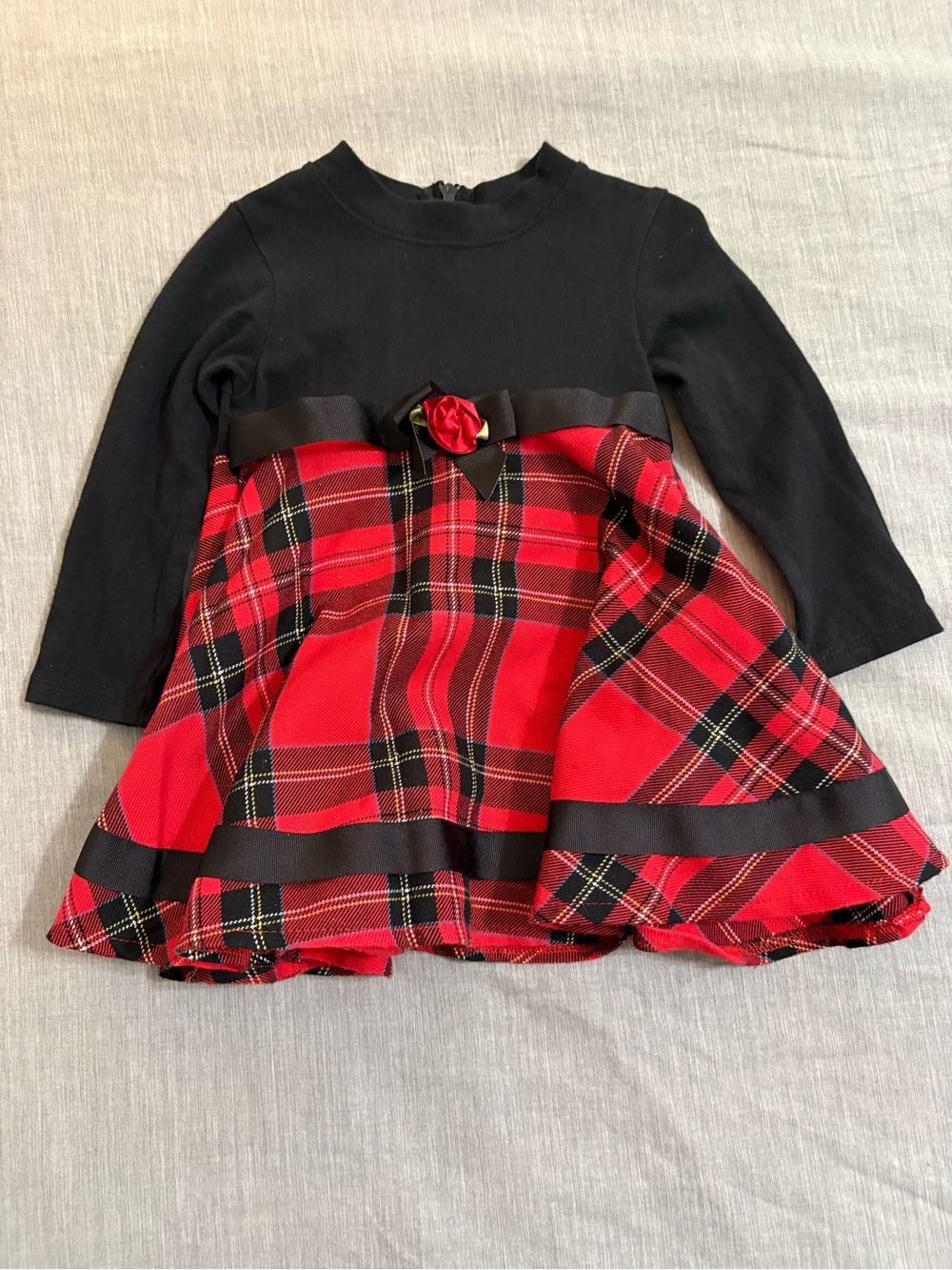 Bonnie Baby 12M Red Black Plaid Christmas Holiday Dress